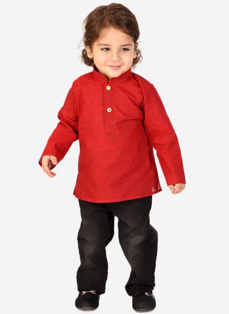 Red Colour KID1 Trendy Short Kurta Boys Festive Wear Kids Latest Collection K22EB220RD